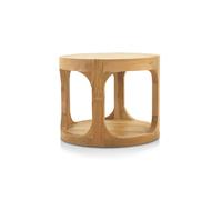 Table d'appoint ronde de jardin en teck massif, 50x50x43 cm, fabrication artisanale, deux plateaux (NATOFTB5050R)