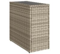 vidaXL Table d'appoint de jardin 366189 rotin avec dessus en verre gris clair