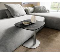 table d’appoint Edge Boot 50x50 cm céramique Laminam® Noir Desir brun Eleny acier inoxydable brossé