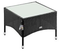 Casaria® Table d'appoint en polyrotin Noir 58x58x42cm Table Basse de Jardin carrée avec Plaque en Verre Petite Table extérieur