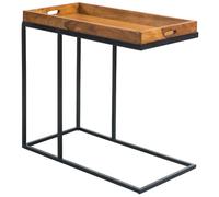 Table d’appoint en sheesham massif et métal - Marron et noir - 70 x 34 x 65 cm