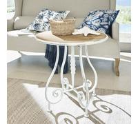 Table d’appoint Pordic blanc vieilli/marron H/Ø env. 60/60 cm
