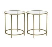 Table d’Appoint Ronde - VASAGLE - Dessus en Verre Trempé - Cadre en Métal - Doré et Transparent