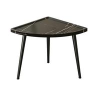 Table D’appoint Triangulaire Coin Mural Table Basse pour Petit Espace | Structure Pieds Métalliques, Bord Surélevé, Coins Arrondis, Salon, Chambre, Petit Appartement, Meuble Déco(Black)