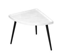 Table D’appoint Triangulaire Coin Mural Table Basse pour Petit Espace | Structure Pieds Métalliques, Bord Surélevé, Coins Arrondis, Salon, Chambre, Petit Appartement, Meuble Déco(White)