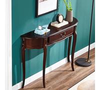 Table d’entrée étroite, console demi-lune en bois d’hévéa avec tiroir | Bois d'hévéa, design demi-lune, gain de place, profondeur 30 cm(Black walnut,35.4IN)