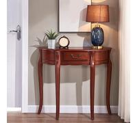 Table d’entrée étroite, console demi-lune en bois d’hévéa avec tiroir | Bois d'hévéa, design demi-lune, gain de place, profondeur 30 cm(Cherry,35.4IN)