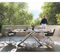 Table d’extérieur Edge bateau 200x100 cm céramique béton gris piètement croisé rectangulaire inox