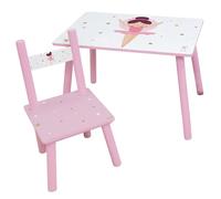 FUN HOUSE Table de danseuse H 41,5 cm x L 61 cm x P 42 cm avec une chaise H 49,5 cm x L 31 cm x P 31,5 cm - Pour enfants