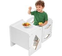 Table d'activités Montessori pour enfants Chaise d'apprentissage en bois Réglable en hauteur Blanc