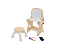 Table d'Activités pour Enfants avec Tableau et Tabouret Set de Chevalet 3en1 Marron à