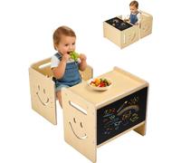 Table d'activités pour enfants Montessori Chaise d'apprentissage - Avec tableau, hauteur réglable - Meubles pour salles de jeux et d'études