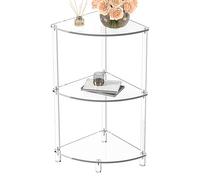 Table d'angle triangulaire en acrylique - Table d'appoint transparente à 3 niveaux - Présentoir transparent de qualité supérieure pour chambre à coucher, salle de bain, salon, dortoir, petit espace