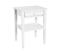 Table d'appoint 1 tiroir 46x35x60 cm en bois laqué blanc