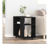 Table d'appoint 2 niveaux 70 x 35 x 60 cm en bois d'ingénierie noir avec 4 roulettes - VIDAXL