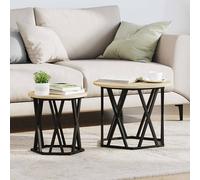 vidaXL Table d'appoint 2 pcs Chêne Artisanal, Table d'appoint Ronde Moderne, café compacte, Meuble déco, Accent en Acier Robuste, Design élégant