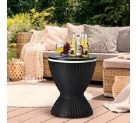 table d'appoint 3 en 1 Glacière 30L Tabouret Table de jardin réglable en hauteur Seau à glace Noir