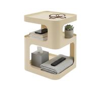 Table d'appoint à 3 niveaux, jusqu'à 50 kg, 40 x 40 x 52 cm, blanc laiteux | Table de chevet en acier au carbone pour salon, bureau et chambre à coucher