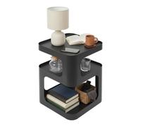 Table d'appoint à 3 niveaux, jusqu'à 50 kg, 40 x 40 x 52 cm, noir | Table de chevet en acier au carbone pour salon, bureau et chambre à coucher