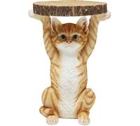 Kare Design Table d'Appoint Animal Ms. Cat, Chat, Marron/Orange, Rond, Diamètre 33 cm, Table de Salon, Meuble, Cadeau, Deco Intérieur, Décoration Chambre, Maison