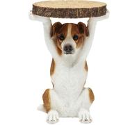 Kare Design Table d'Appoint Animal Mr. Jack, Chien, Marron/Blanc, Rond, Diamètre 33 cm, Table de Salon, Meuble, Cadeau, Deco Intérieur, Décoration Chambre, Maison