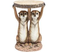 Kare Design Table d'Appoint Animal Suricate Sisters, Marron, Rond, Diamètre 33 cm, Table de Salon, Meuble, Cadeau, Deco Intérieur, Décoration Chambre, Maison