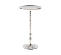 Table d'Appoint Argentée en Aluminium Couvert Electrodéposition Plateau Ron