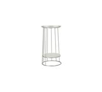 Table d'Appoint Avec Etagère en Marbre "Tower" 76cm Argent