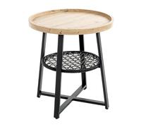 Table d'Appoint Avec Étagère "Rym" 55cm Naturel & Noir