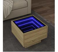 Table d'appoint avec LED - vidaXL - Chêne sonoma - 40x40x30 cm - Bois d'ingénierie - Lumières LED RVB - Connecteur USB