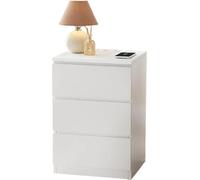 Table d'appoint avec multiprise, 3 tiroirs, prises intégrées, dimensions : 35,1 x 40,1 x 59,1 cm