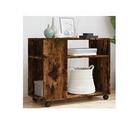 vidaXL Table d'appoint 853150 avec roulettes Chêne fumé bois d'ingénierie Marron