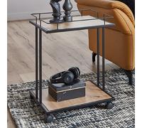 Table d'appoint avec roulettes 45x45x60 cm chêne et noir