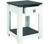 Table d'appoint Azomor Moderne, aspect granit, avec tiroir pratique en MDF blanc