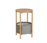Table d'appoint Bahari avec panier, en bambou - Gris