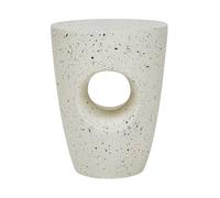 Table d'Appoint Blanc Cassé Effet Terrazzo 47 cm Trouée Minimaliste Résista