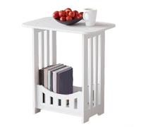 Table d'appoint Blanche 2 Niveaux en PVC Compacte | 2 niveaux de stockage, design rectangulaire, épuré, pour idéal livres et plantes, gain de place(Single level)