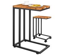 Casaria Table d'appoint Bout de canapé avec roulettes Cadre en métal Noir Desserte de lit Support Ordinateur Portable