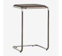Table d'appoint carrée 35x35 cm en bois d'acacia et acier inoxydable Altrex Brun Acacia foncé