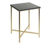 Table d'Appoint Carrée "Alba" 55cm Noir & Or