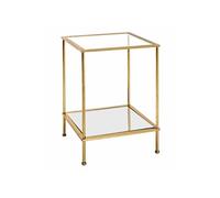 HAKU Table d'appoint Alizée – métal doré, verre trempé 5 mm, miroir 4 mm, L39×H55×P39 cm