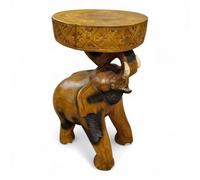 Table d'appoint Chang en bois - Fabriquée à la main en bois massif de Suar - Design éléphant d'inspiration orientale, unique, robuste et durable (marron)