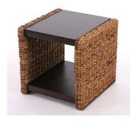Mendler Table d'appoint chevet Lucca rotin kubu lianes de bananier Marron