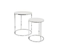 Table d'appoint coloris blanc -nickele, H58 x D40 cm --