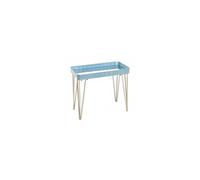Table d'appoint coloris bleu-bronze en métal - L 60 x P 31 x H 54 cm --