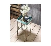 Table d'appoint coloris turquoise en acier - L 35 x P 35 x H 56 cm --