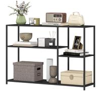 Table d'appoint - Console - Table murale - Table d'entrée - Meuble de rangement - 4 niveaux - Structure en acier - Noir - Design compact