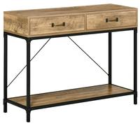 Table d'appoint - Console - Table murale - Table d'entrée - Meuble de rangement - Style industriel - 2 tiroirs - 100x35x76 cm