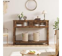 Table d'appoint - Console - Table murale - Table d'entrée - Meuble de rangement - Tiroirs en verre (2 niveaux) - Structure en bois massif robuste