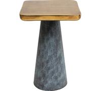 Table d'appoint Cora, dorée/grise, 36x36 cm, table pour salon, table de chevet, table d'appoint en aluminium, fabriquée à la main, plateau carré, base ronde, 52x36x36 cm (H/L/P)